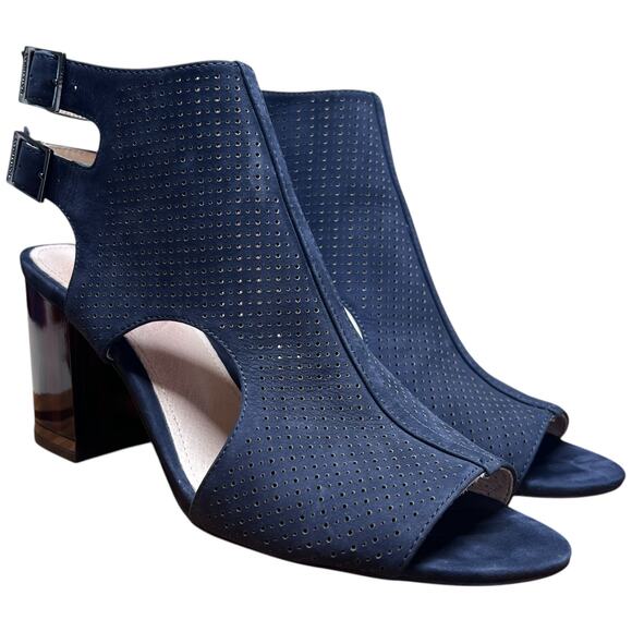 Louise et Cie Shoes - LOUISE ET CIE Lo-Vanita Women's 38.5/US 8.5 Navy Suede Sandal Tortoise Heel